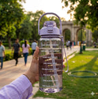 Motivational Water Bottle Set with Straw & Time Marker | BPA Free Leakproof Gym Sipper Bottle for Office, Travel & Fitness | Homecyra