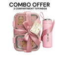 Homecyra TM 3 Compartment Lunch Box with Water Bottle Combo | Leakproof Meal Box Set for Office, School & Travel