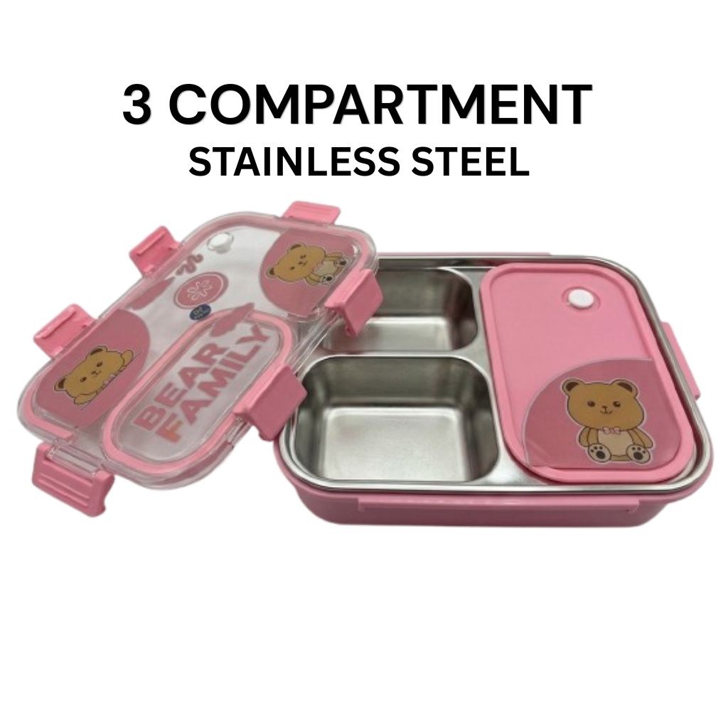 Homecyra TM 3 Compartment Lunch Box with Water Bottle Combo | Leakproof Meal Box Set for Office, School & Travel