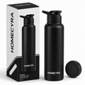HOMECYRA Premium Stainless Steel Water Bottle | Leakproof | BPA Free | Matte Black | Reusable Sports, Office, Travel & Gym Bottle | 750 ml