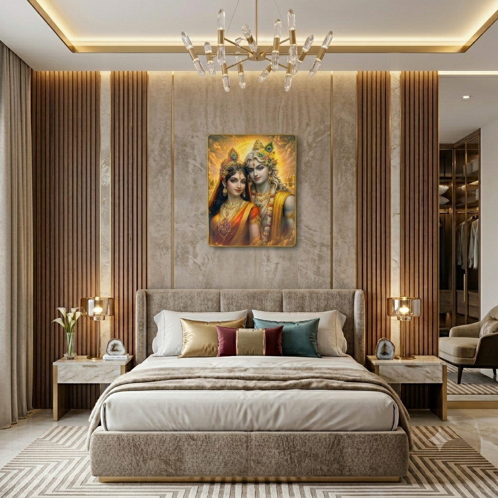 Homecyra Radha Kris| Premium Framed Spiritual Wall Art for Living Room, Bedroom & Temple Decor | Modern Home Decoration Picture
