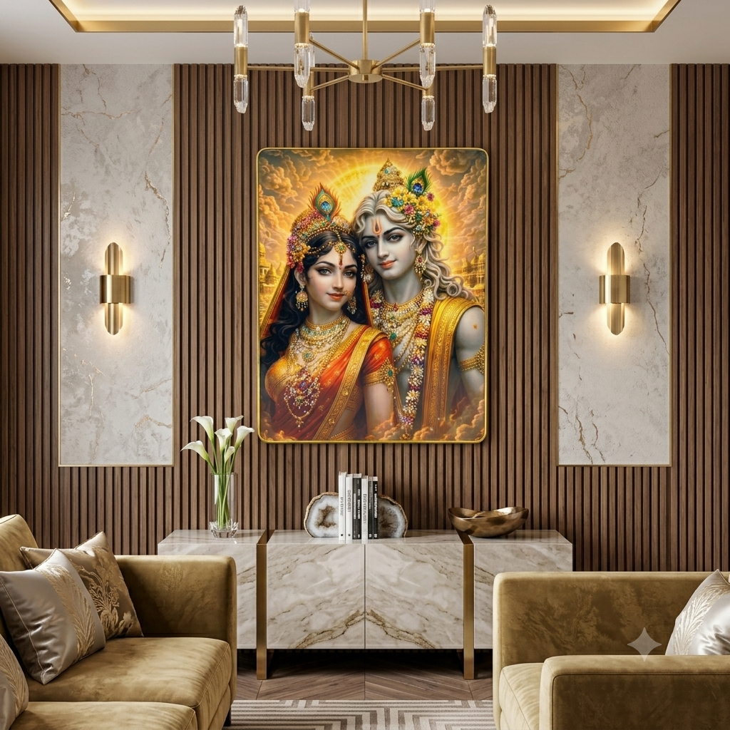 Homecyra Radha Kris| Premium Framed Spiritual Wall Art for Living Room, Bedroom & Temple Decor | Modern Home Decoration Picture