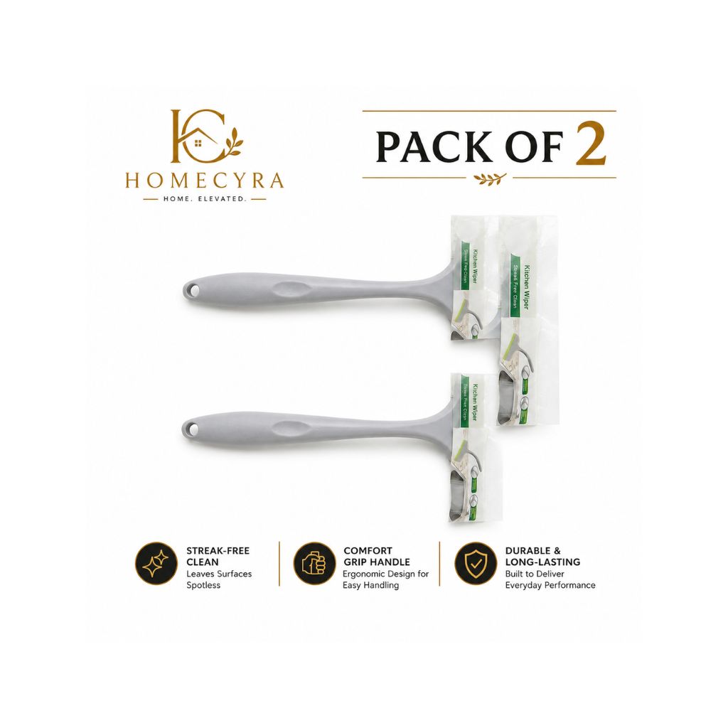 Homecyra Kitchen Wiper Pack of 2 | Streak-Free Glass & Bathroom Cleaning Wiper | Comfortable Grip | Durable Squeegee