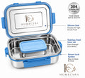 Homecyra 304 Stainless Steel Lunch Box | Leak Proof Airtight Tiffin Box with Snack Container | BPA Free | 1300ml + 200ml | Blue